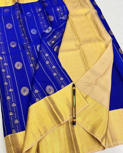 Kanchipuram Handloom Pure Silk Saree | Korvai Butta with Silk Mark Certificate - Rosepetals Luxe