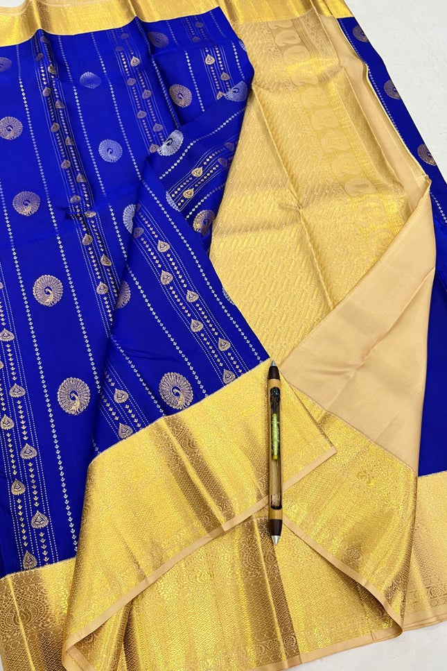 Kanchipuram Handloom Pure Silk Saree | Korvai Butta with Silk Mark Certificate - Rosepetals Luxe