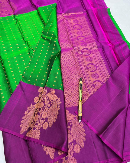 Kanchipuram Handloom Pure Silk Saree | Radha Krishna | Silk Mark Certified - Rosepetals Luxe
