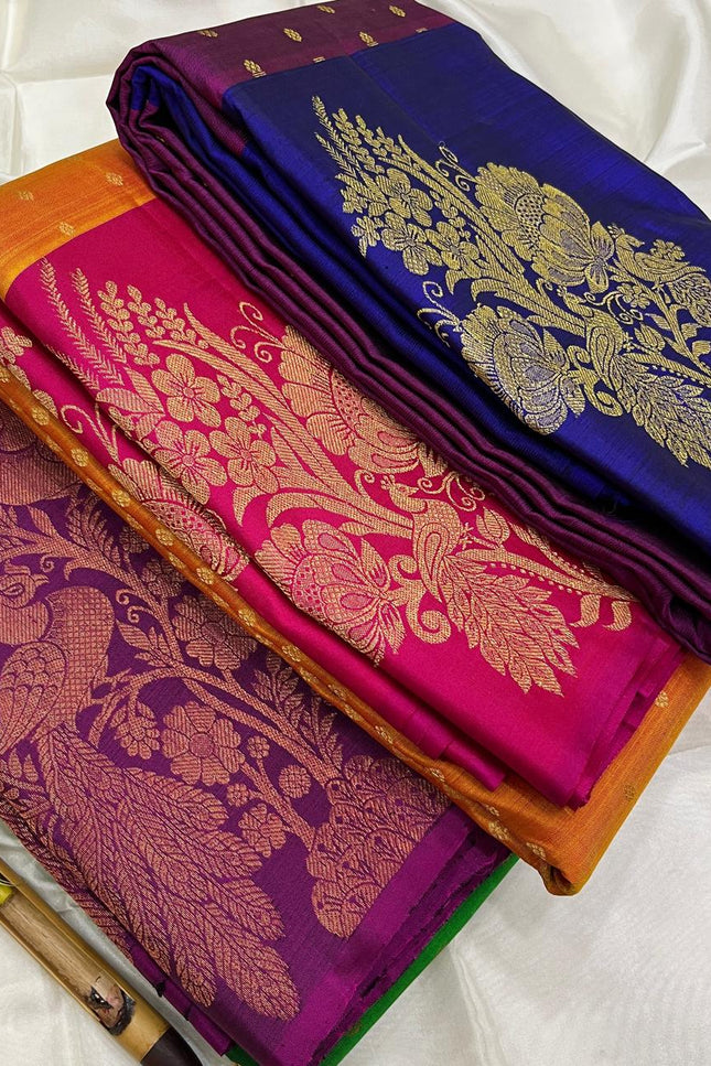 Kanchipuram Handloom Pure Silk Saree | Radha Krishna | Silk Mark Certified - Rosepetals Luxe