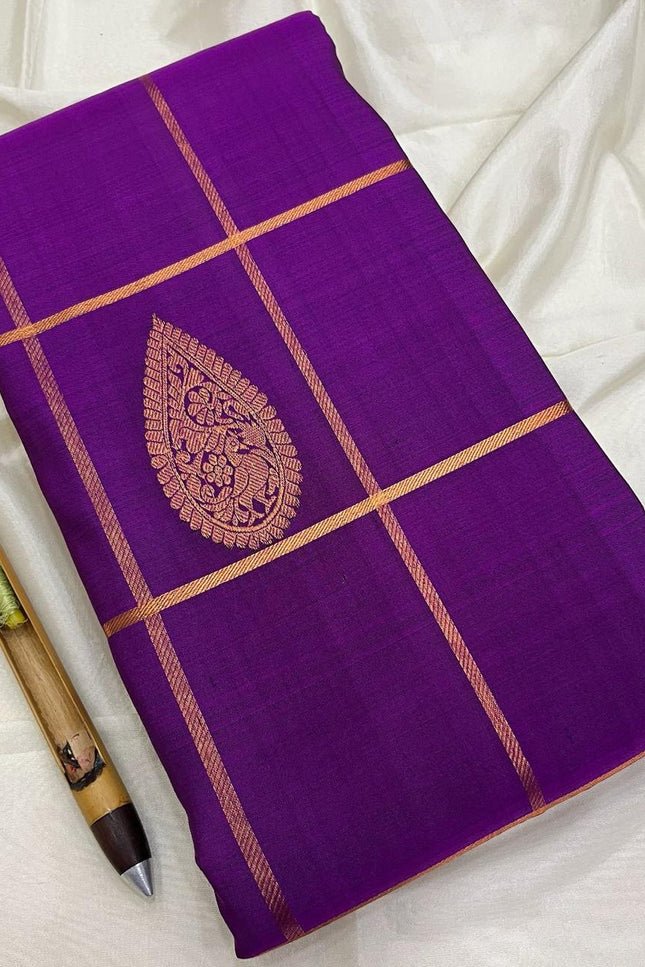 Kanchipuram Handloom Pure Silk Saree | Vaira Oosi Weave | Silk Mark Certified | Rosepetals Luxe - Rosepetals Luxe
