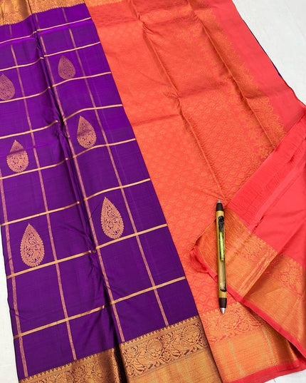 Kanchipuram Handloom Pure Silk Saree | Vaira Oosi Weave | Silk Mark Certified | Rosepetals Luxe - Rosepetals Luxe