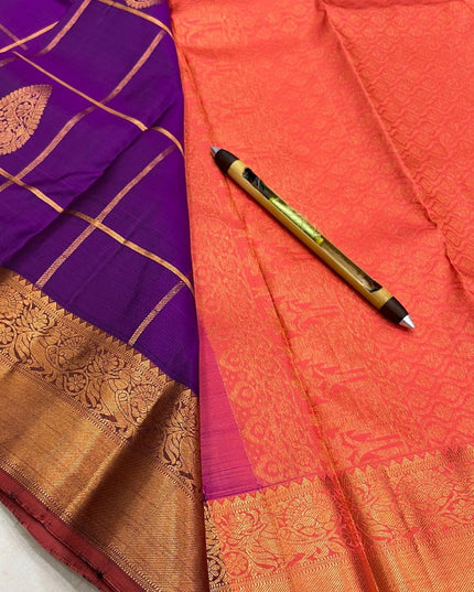 Kanchipuram Handloom Pure Silk Saree | Vaira Oosi Weave | Silk Mark Certified | Rosepetals Luxe - Rosepetals Luxe