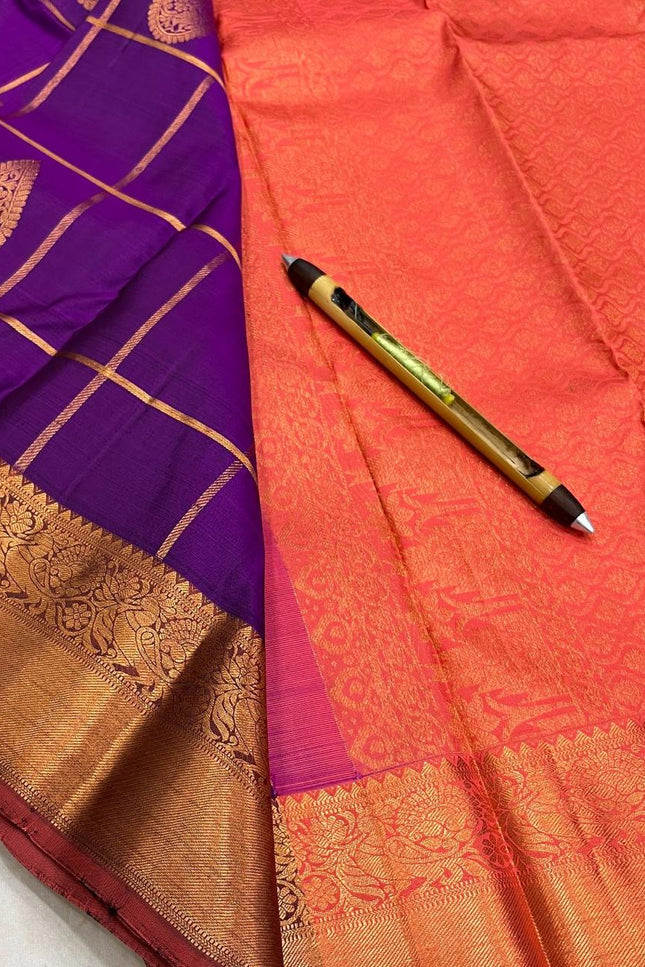Kanchipuram Handloom Pure Silk Saree | Vaira Oosi Weave | Silk Mark Certified | Rosepetals Luxe - Rosepetals Luxe