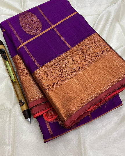 Kanchipuram Handloom Pure Silk Saree | Vaira Oosi Weave | Silk Mark Certified | Rosepetals Luxe - Rosepetals Luxe
