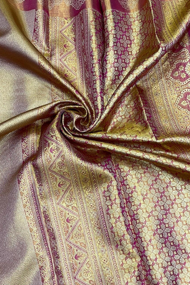 Kanchipuram Handloom Pure Silk Saree | Wedding Tissue Bridal Collection - Rosepetals Luxe