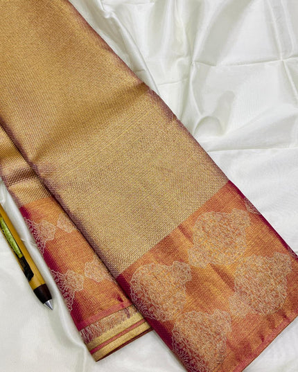 Kanchipuram Handloom Pure Silk Saree | Wedding Tissue Bridal Collection - Rosepetals Luxe
