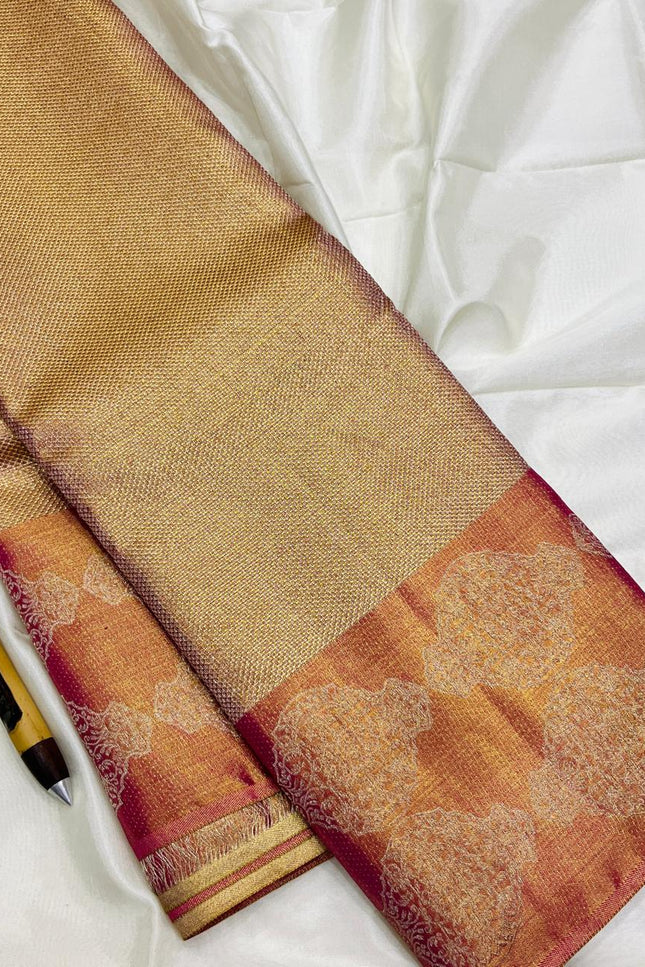 Kanchipuram Handloom Pure Silk Saree | Wedding Tissue Bridal Collection - Rosepetals Luxe