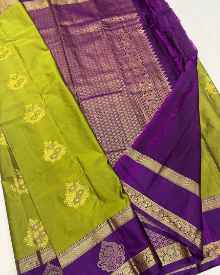 Kanchipuram Luxe Silk Saree | Butta Combo Bridal & Festive Saree - Rosepetals Luxe