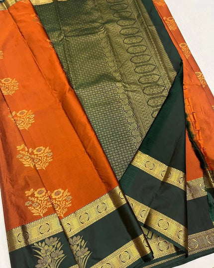 Kanchipuram Luxe Silk Saree | Butta Combo Bridal & Festive Saree - Rosepetals Luxe