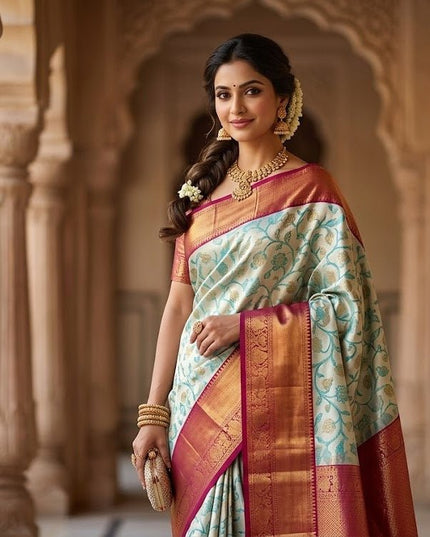 Kanchipuram Luxe Silk Saree — Elegance Weave Collection | Rosepetals Luxe - Rosepetals Luxe