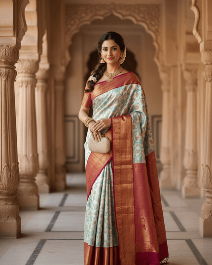 Kanchipuram Luxe Silk Saree — Elegance Weave Collection | Rosepetals Luxe - Rosepetals Luxe