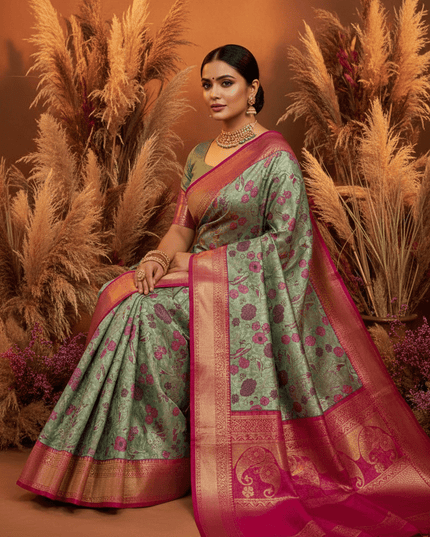 Kanchipuram Luxe Silk Saree — Elegance Weave Collection | Rosepetals Luxe - Rosepetals Luxe
