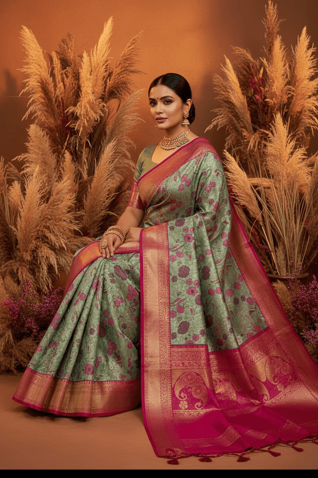 Kanchipuram Luxe Silk Saree — Elegance Weave Collection | Rosepetals Luxe - Rosepetals Luxe