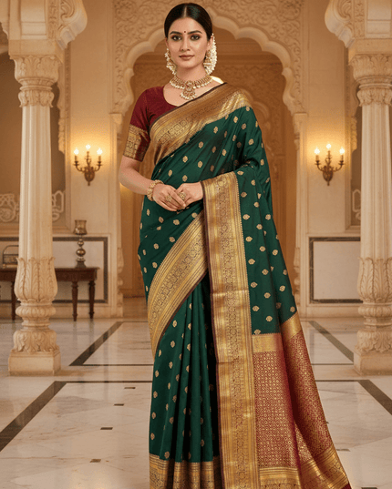 Kanchipuram Luxe Silk Saree | Embossed Butta Collection - Rosepetals Luxe