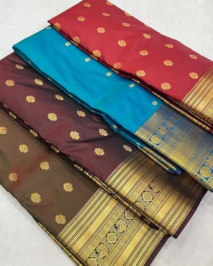 Kanchipuram Luxe Silk Saree | Embossed Butta Collection - Rosepetals Luxe