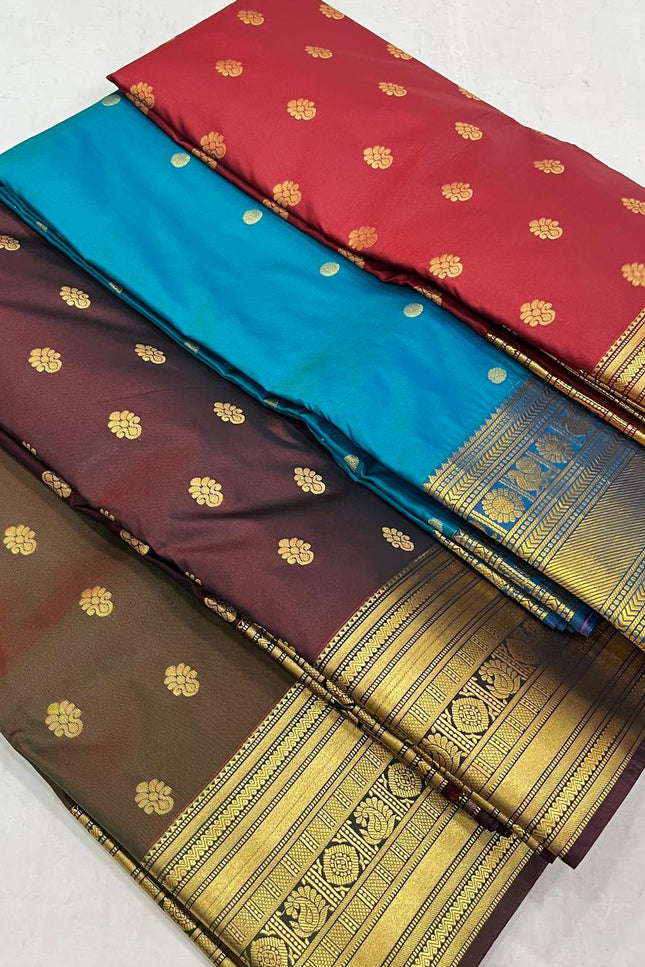 Kanchipuram Luxe Silk Saree | Embossed Butta Collection - Rosepetals Luxe