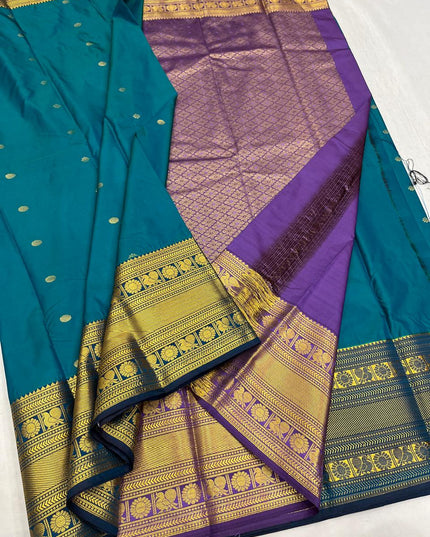 Kanchipuram Luxe Silk Saree | Embossed Butta Collection - Rosepetals Luxe