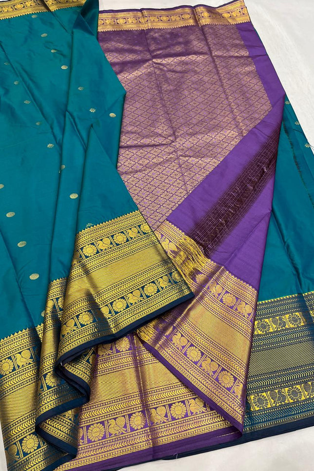 Kanchipuram Luxe Silk Saree | Embossed Butta Collection - Rosepetals Luxe