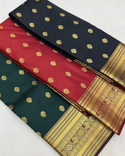 Kanchipuram Luxe Silk Saree | Embossed Butta Collection - Rosepetals Luxe