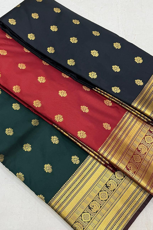Kanchipuram Luxe Silk Saree | Embossed Butta Collection - Rosepetals Luxe