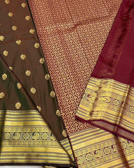 Kanchipuram Luxe Silk Saree | Embossed Butta Collection - Rosepetals Luxe