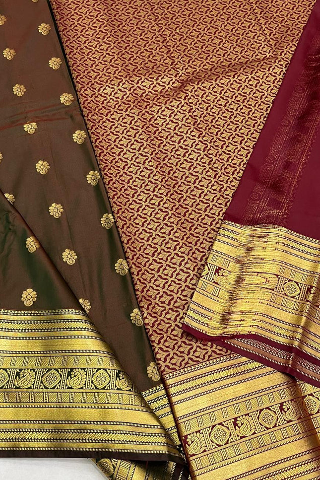 Kanchipuram Luxe Silk Saree | Embossed Butta Collection - Rosepetals Luxe