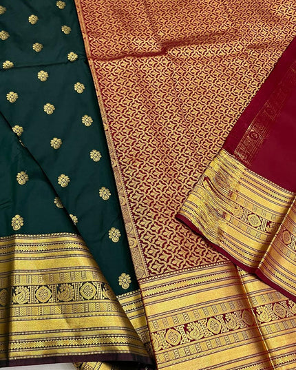 Kanchipuram Luxe Silk Saree | Embossed Butta Collection - Rosepetals Luxe