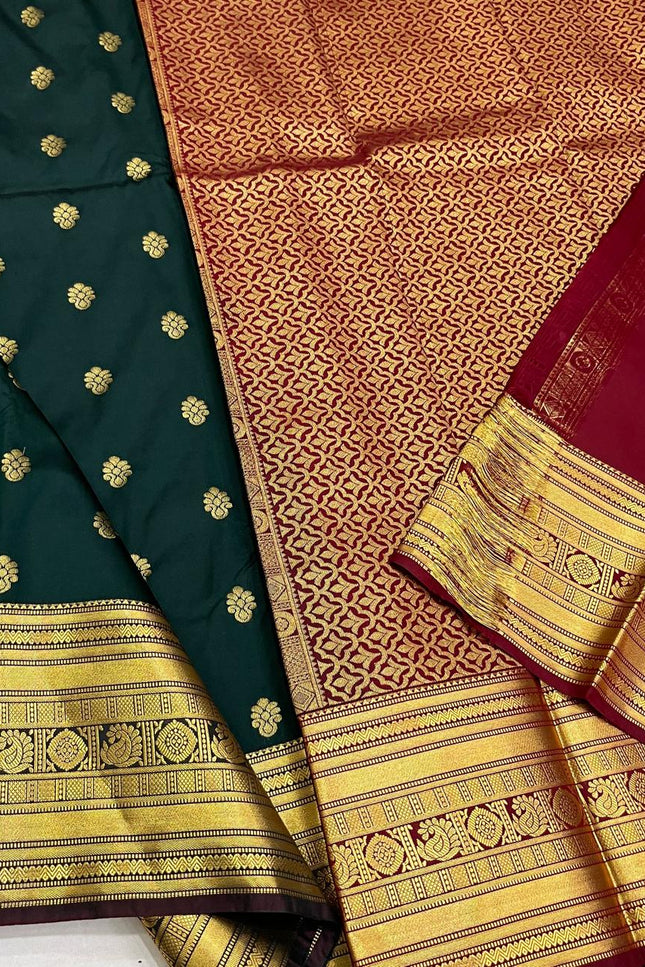 Kanchipuram Luxe Silk Saree | Embossed Butta Collection - Rosepetals Luxe