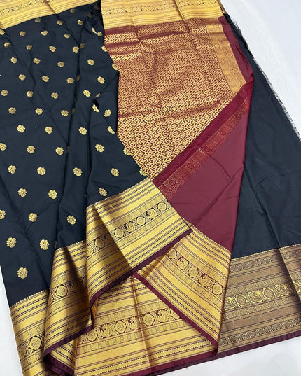 Kanchipuram Luxe Silk Saree | Embossed Butta Collection - Rosepetals Luxe