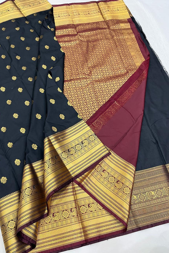 Kanchipuram Luxe Silk Saree | Embossed Butta Collection - Rosepetals Luxe