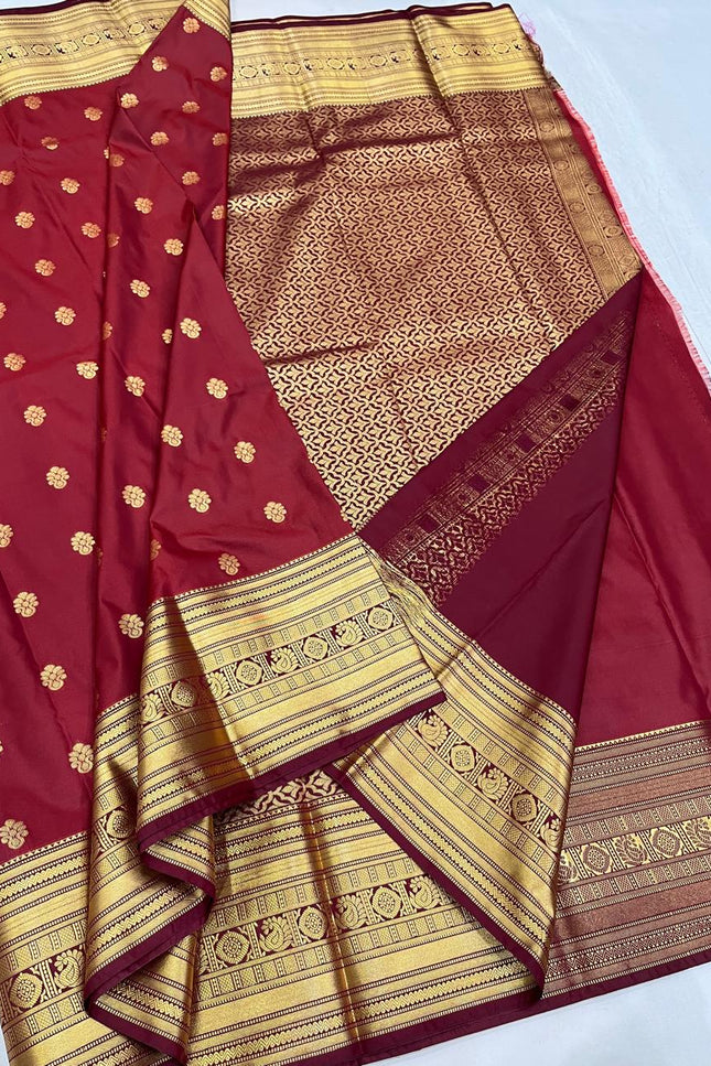 Kanchipuram Luxe Silk Saree | Embossed Butta Collection - Rosepetals Luxe