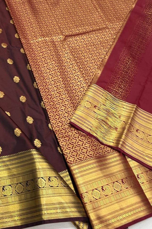 Kanchipuram Luxe Silk Saree | Embossed Butta Collection - Rosepetals Luxe