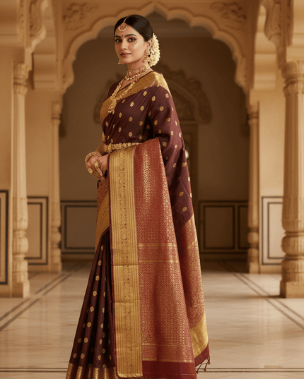 Kanchipuram Luxe Silk Saree | Embossed Butta Collection - Rosepetals Luxe