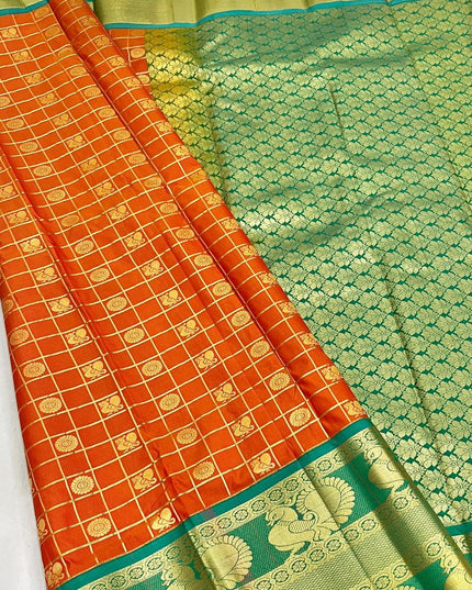 Kanchipuram Luxe Silk Saree | Fancy Checked Collection | Festive & Wedding Wear - Rosepetals Luxe