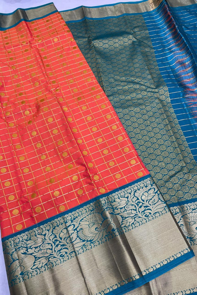 Kanchipuram Luxe Silk Saree | Fancy Checked Collection | Festive & Wedding Wear - Rosepetals Luxe