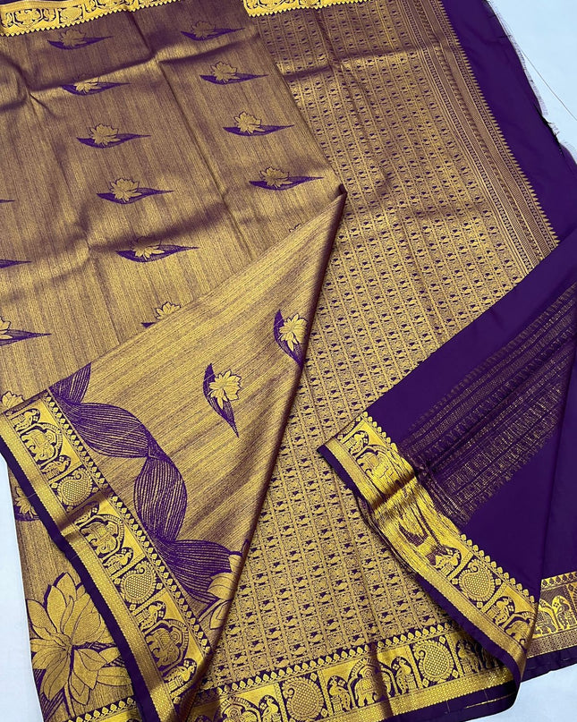 Kanchipuram Luxe Silk Saree | Fancy Soft Silk Festive Collection - Rosepetals Luxe