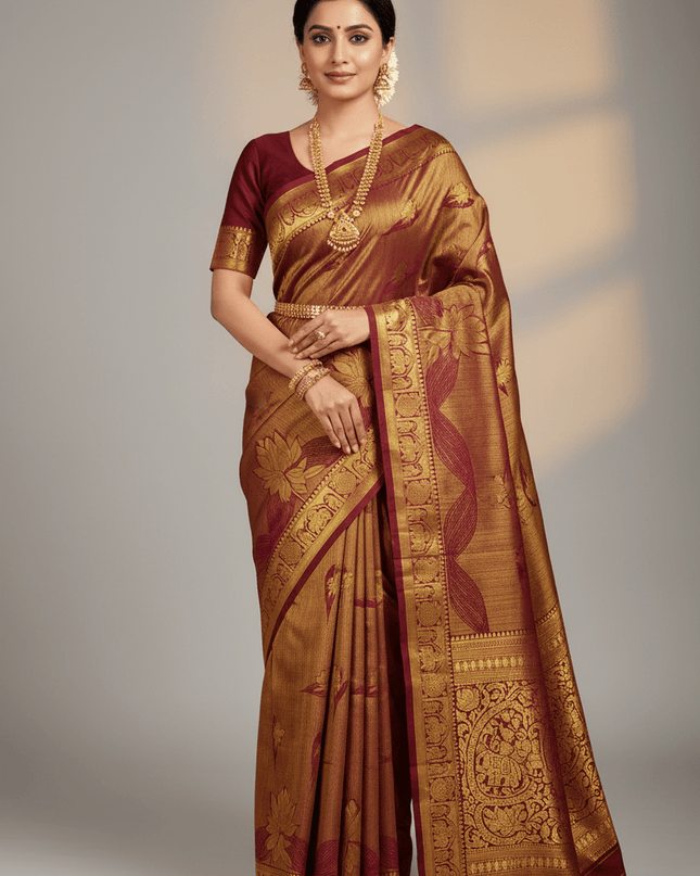 Kanchipuram Luxe Silk Saree | Fancy Soft Silk Festive Collection - Rosepetals Luxe
