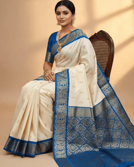Kanchipuram Luxe Silk Saree | Korvai Butta Fancy Weave | Festive Collection - Rosepetals Luxe