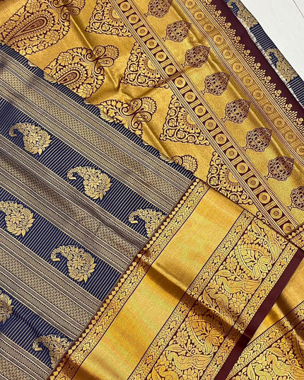 Kanchipuram Luxe Silk Saree | Semi Bridal | Rich Zari Weave - Rosepetals Luxe