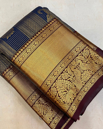 Kanchipuram Luxe Silk Saree | Semi Bridal | Rich Zari Weave - Rosepetals Luxe