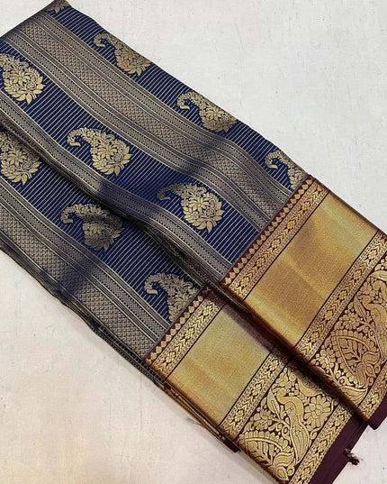 Kanchipuram Luxe Silk Saree | Semi Bridal | Rich Zari Weave - Rosepetals Luxe
