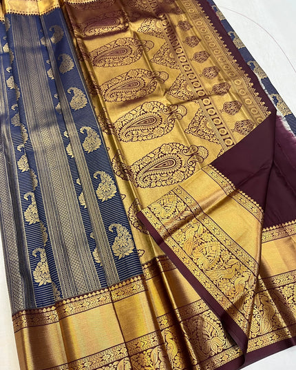 Kanchipuram Luxe Silk Saree | Semi Bridal | Rich Zari Weave - Rosepetals Luxe