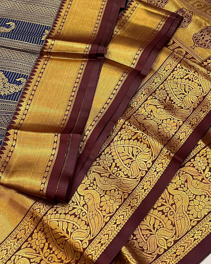 Kanchipuram Luxe Silk Saree | Semi Bridal | Rich Zari Weave - Rosepetals Luxe