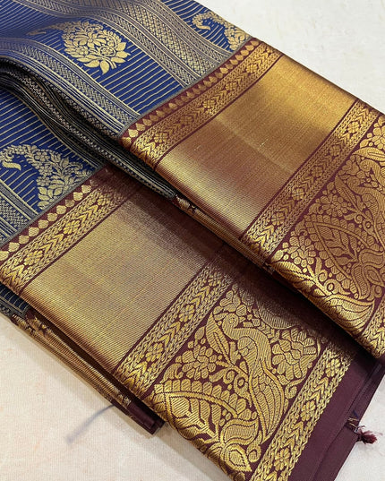 Kanchipuram Luxe Silk Saree | Semi Bridal | Rich Zari Weave - Rosepetals Luxe