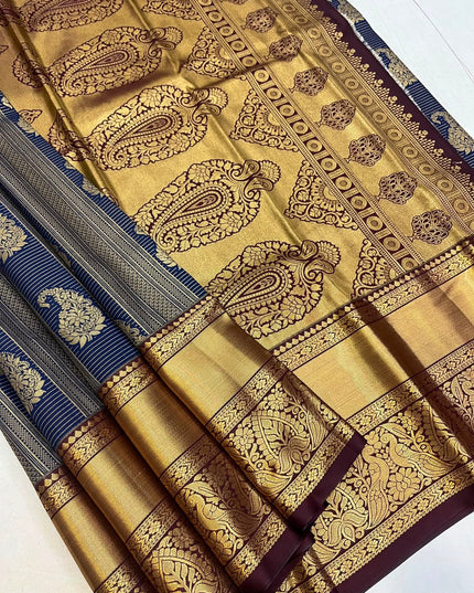 Kanchipuram Luxe Silk Saree | Semi Bridal | Rich Zari Weave - Rosepetals Luxe