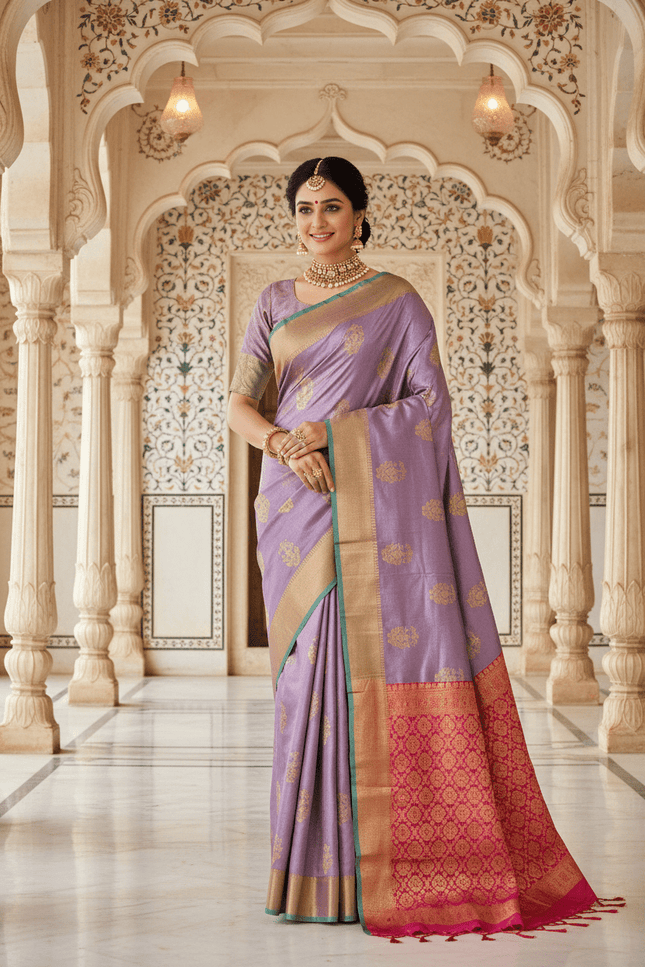 Kanchipuram Luxe Silk Saree | Semi Tissue Festive Collection | Rosepetals Luxe - Rosepetals Luxe