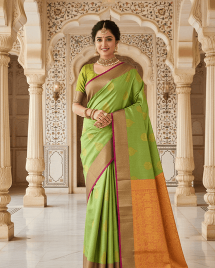 Kanchipuram Luxe Silk Saree | Semi Tissue Festive Collection | Rosepetals Luxe - Rosepetals Luxe