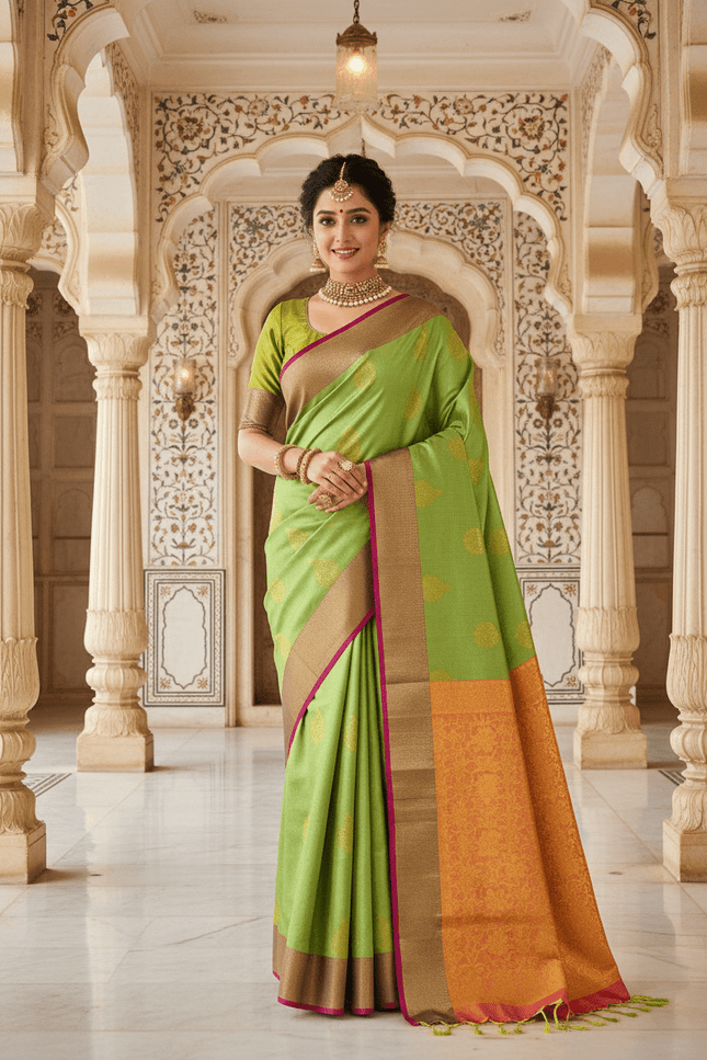 Kanchipuram Luxe Silk Saree | Semi Tissue Festive Collection | Rosepetals Luxe - Rosepetals Luxe