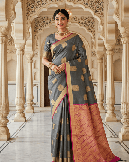 Kanchipuram Luxe Silk Saree | Semi Tissue Festive Collection | Rosepetals Luxe - Rosepetals Luxe